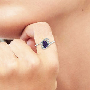 Diamond and Amethyst Ring for Young Ladies in 14K White Gold