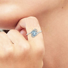 Load image into Gallery viewer, Diamond and Aquamarine  Ring for Young Ladies in 14K White Gold