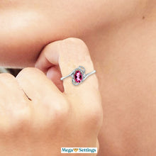 Load image into Gallery viewer, Diamond and Pink Topaz Ring for Young Ladies in 14K White Gold