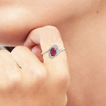 Load image into Gallery viewer, Diamond and Ruby Gemstone Ring for Young Ladies in 14K White Gold