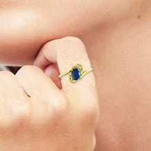 Load image into Gallery viewer, Diamond and Sapphire Ring for Young Ladies in 14K Yellow Gold