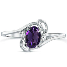 Load image into Gallery viewer, Diamond and Amethyst Ring for Young Ladies in 14K White Gold