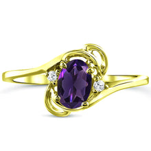 Load image into Gallery viewer, Diamond and Amethyst Ring for Young Ladies in 14K Yellow Gold