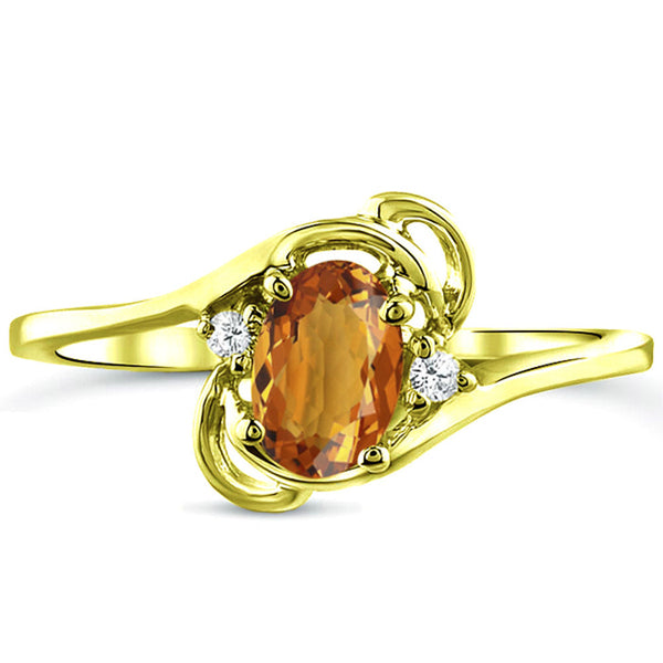Diamond and Citrine Ring for Young Ladies in 14K Yellow Gold