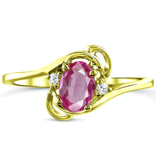 Load image into Gallery viewer, Diamond and Pink Topaz Ring for Young Ladies in 14K Yellow Gold