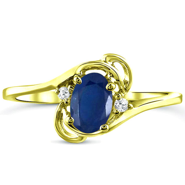 Diamond and Sapphire Ring for Young Ladies in 14K Yellow Gold