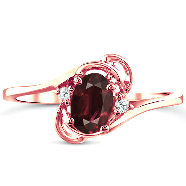 Diamond and Garnet Ring for Young Ladies in 14K Rose Gold