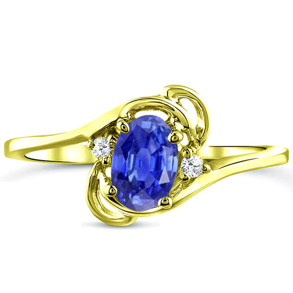 Diamond and Tanzanite Ring for Young Ladies in 14K Yellow Gold