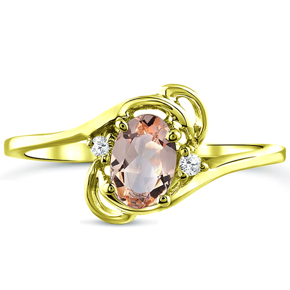Diamond and Morganite Ring for Young Ladies in 14K Yellow Gold