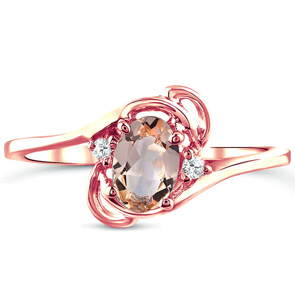 Diamond and Morganite Ring for Young Ladies in 14K Rose Gold