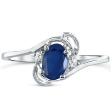 Load image into Gallery viewer, Diamond and Sapphire Ring for Young Ladies in 14K White Gold