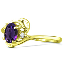 Load image into Gallery viewer, Diamond and Amethyst Ring for Young Ladies in 14K Yellow Gold