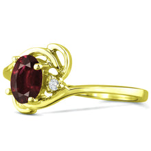 Load image into Gallery viewer, Diamond and Garnet Ring for Young Ladies in 14K Yellow Gold