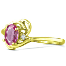 Load image into Gallery viewer, Diamond and Pink Topaz Ring for Young Ladies in 14K Yellow Gold