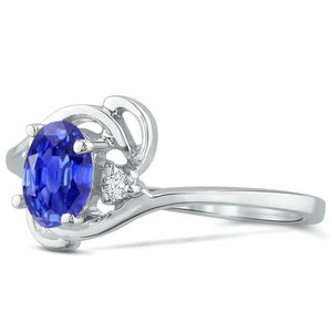 Diamond and Tanzanite Ring for Young Ladies in 14K White Gold