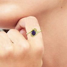 Load image into Gallery viewer, Diamond and Amethyst Ring for Young Ladies in 14K Yellow Gold