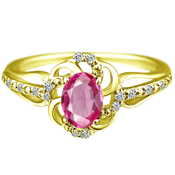 Stylish Oval Cut 7X5mm Pink Sapphire Gemstone and Diamond in 14K White Gold Ring for Any Occasion