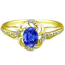 Load image into Gallery viewer, Stylish Oval Cut 7X5mm Tanzanite Gemstone and Diamond in 14K Yellow Gold Ring for Any Occasion