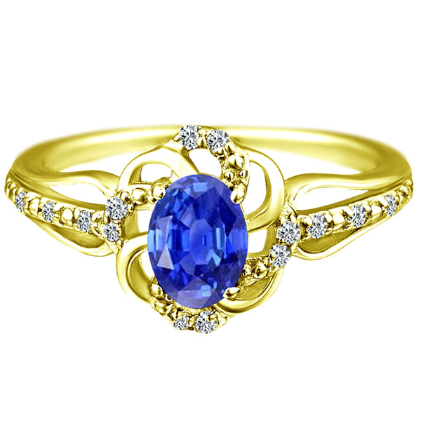 Stylish Oval Cut 7X5mm Tanzanite Gemstone and Diamond in 14K Yellow Gold Ring for Any Occasion