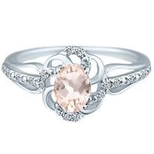 Load image into Gallery viewer, Stylish Oval Cut 7X5mm Morganite Gemstone and Diamond in 14K White Gold Ring for Any Occasion