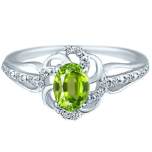 Load image into Gallery viewer, Stylish Oval Cut 7X5mm Peridot Gemstone and Diamond in 14K White Gold Ring for Any Occasion