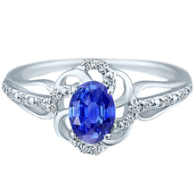 Load image into Gallery viewer, Stylish Oval Cut 7X5mm Tanzanite Gemstone and Diamond in 14K White Gold Ring for Any Occasion