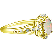 Load image into Gallery viewer, Stylish Oval Cut 7X5mm Opal Gemstone and Diamond in 14K Yellow Gold Ring for Any Occasion