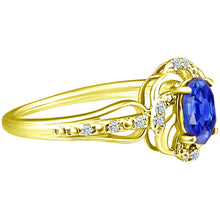 Load image into Gallery viewer, Stylish Oval Cut 7X5mm Tanzanite Gemstone and Diamond in 14K Yellow Gold Ring for Any Occasion