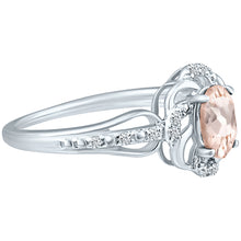 Load image into Gallery viewer, Stylish Oval Cut 7X5mm Morganite Gemstone and Diamond in 14K White Gold Ring for Any Occasion