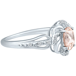 Stylish Oval Cut 7X5mm Morganite Gemstone and Diamond in 14K White Gold Ring for Any Occasion