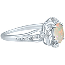 Load image into Gallery viewer, Stylish Oval Cut 7X5mm Opal Gemstone and Diamond in 14K White Gold Ring for Any Occasion