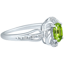 Load image into Gallery viewer, Stylish Oval Cut 7X5mm Peridot Gemstone and Diamond in 14K White Gold Ring for Any Occasion