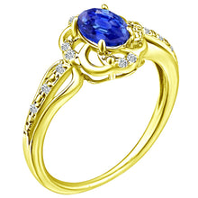 Load image into Gallery viewer, Stylish Oval Cut 7X5mm Tanzanite Gemstone and Diamond in 14K Yellow Gold Ring for Any Occasion