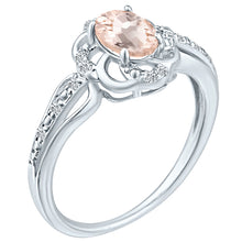 Load image into Gallery viewer, Stylish Oval Cut 7X5mm Morganite Gemstone and Diamond in 14K White Gold Ring for Any Occasion