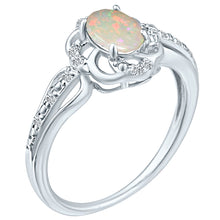 Load image into Gallery viewer, Stylish Oval Cut 7X5mm Opal Gemstone and Diamond in 14K White Gold Ring for Any Occasion