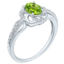 Load image into Gallery viewer, Stylish Oval Cut 7X5mm Peridot Gemstone and Diamond in 14K White Gold Ring for Any Occasion