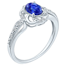 Load image into Gallery viewer, Stylish Oval Cut 7X5mm Tanzanite Gemstone and Diamond in 14K White Gold Ring for Any Occasion