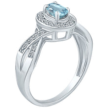 Load image into Gallery viewer, Exquisite Aquamarine and Diamond Engagement Ring in 14K White Gold