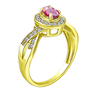 Exquisite Pink Sapphire and Diamond Engagement Ring in 14K Yellow Gold