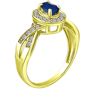 Exquisite Blue Sapphire and Diamond Engagement Ring in 14K Yellow Gold