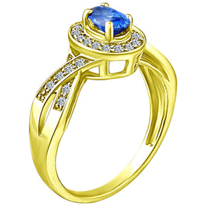 Exquisite Tanzanite and Diamond Engagement Ring in 14K Yellow Gold