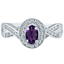 Load image into Gallery viewer, Exquisite Amethyst and Diamond Engagement Ring in 14K White Gold