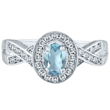 Load image into Gallery viewer, Exquisite Aquamarine and Diamond Engagement Ring in 14K White Gold