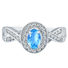 Load image into Gallery viewer, Exquisite Blue Topaz and Diamond Engagement Ring in 14K White Gold