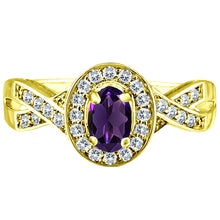 Load image into Gallery viewer, Exquisite Amethyst and Diamond Engagement Ring in 14K Yellow Gold