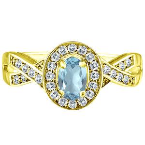 Exquisite Aquamarine and Diamond Engagement Ring in 14K Yellow Gold