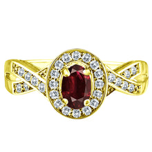 Load image into Gallery viewer, Exquisite Garnet and Diamond Engagement Ring in 14K Yellow Gold