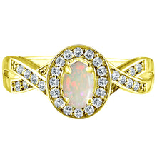 Load image into Gallery viewer, Exquisite Opal and Diamond Engagement Ring in 14K Yellow Gold