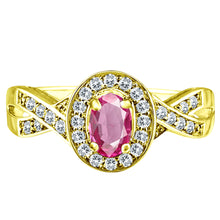 Load image into Gallery viewer, Exquisite Pink Sapphire and Diamond Engagement Ring in 14K Yellow Gold