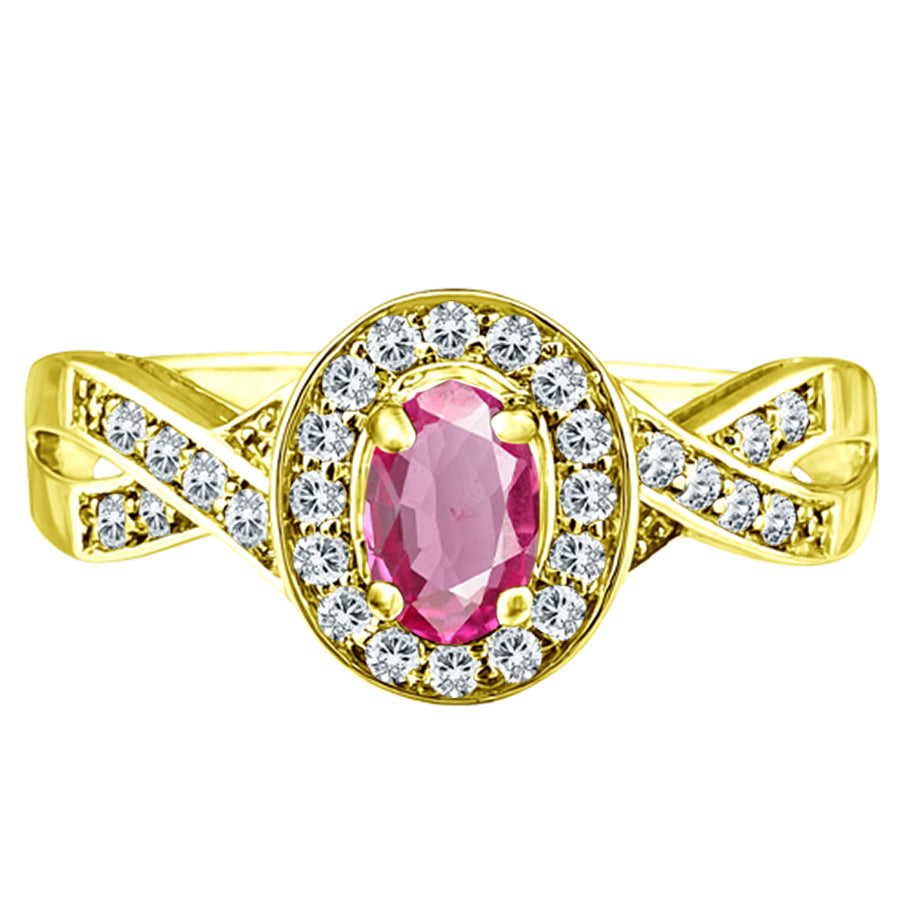 Exquisite Pink Sapphire and Diamond Engagement Ring in 14K Yellow Gold